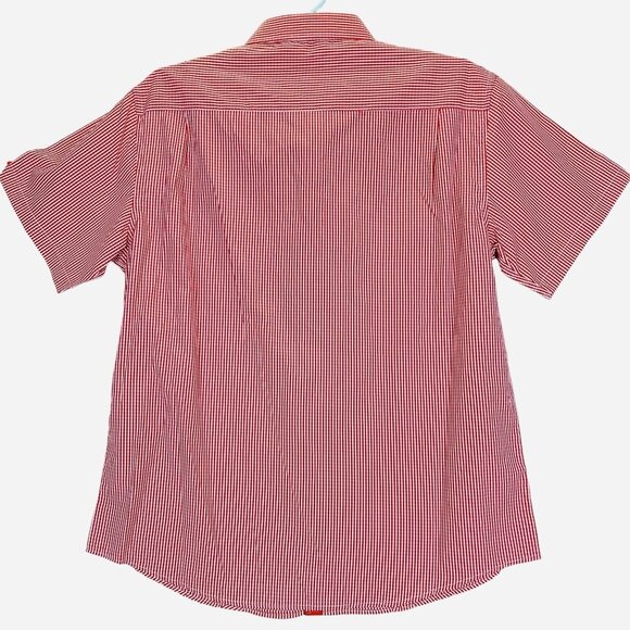 NEW Bohio Men's Shirt Size 1X Short Sleeve Button Up Red/White Gingham Pattern - Picture 2 of 10